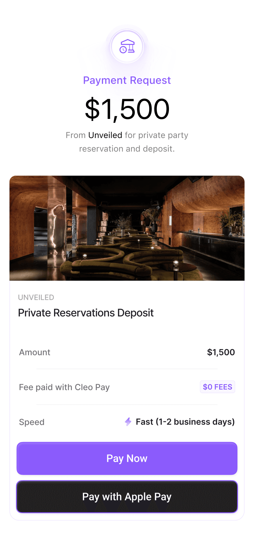 Cleo Pay payment request page