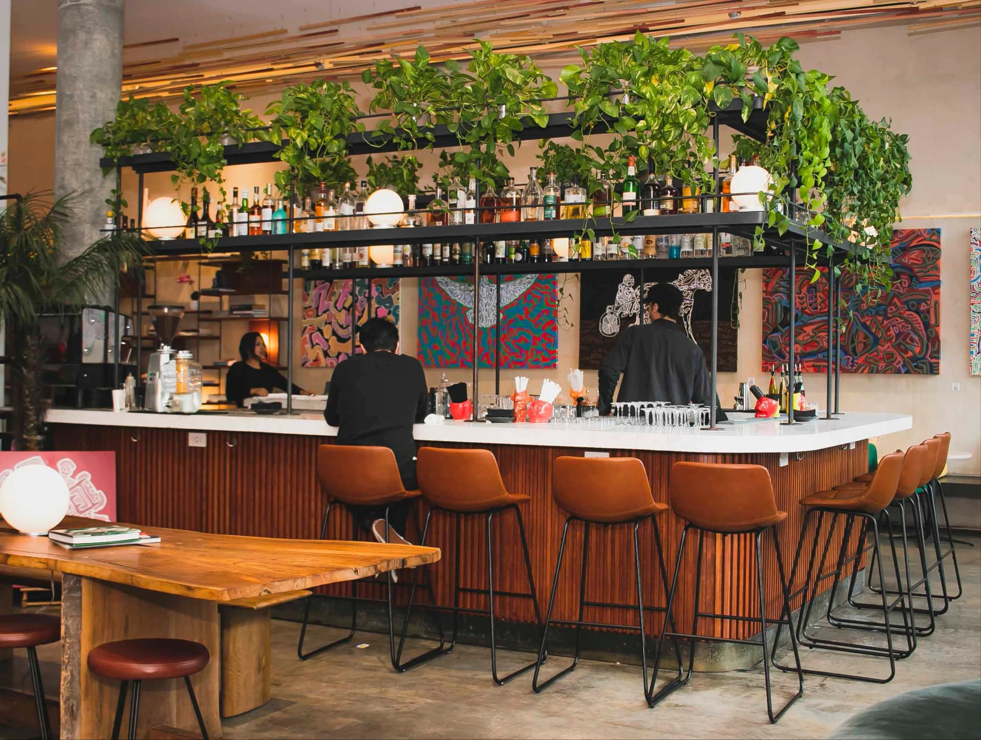 Upscale bar with plants