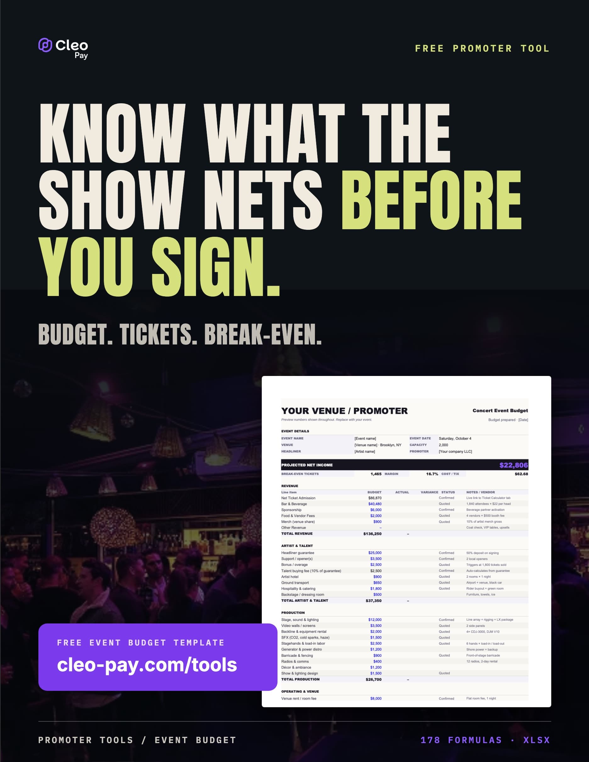 Concert Event Budget Template preview