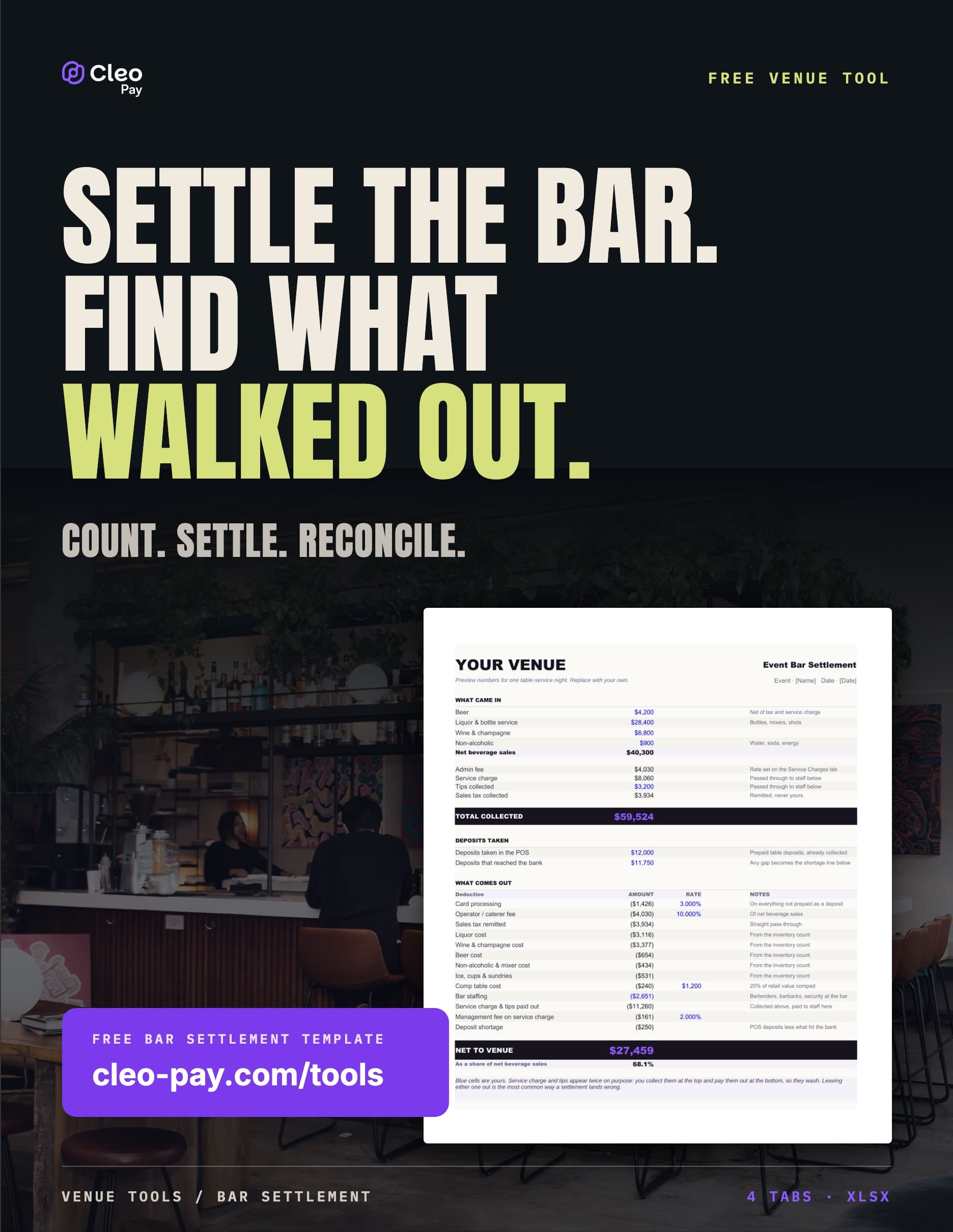 Event Bar Settlement Template preview